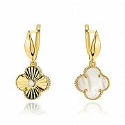 Kolczyki złote dwustronne koniczyna z masą perłową FUG7-34-K01544-2