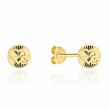 Kolczyki złote serca w diamentowanym kółeczku FUG7-K01917-585