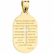 Medalik z żółtego złota słowa modlitwy FUG5-9-M00010-2