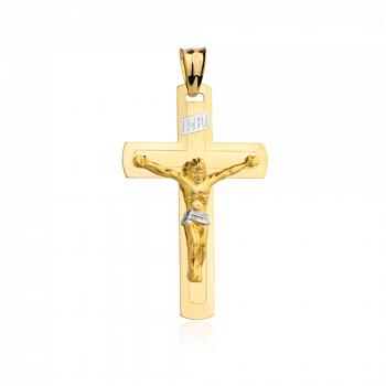 Złoty krzyżyk z wizerunkiem Jezusa dwukolorowy FUG4-9-C00122-2