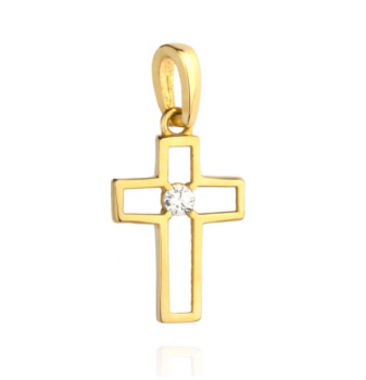 Złoty krzyżyk z cyrkonia FUG4-25-K00012-2