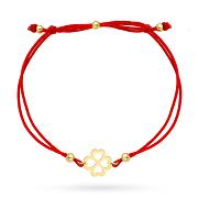 Bransoletka złota koniczyna na czerwonym sznurku FUG2-34-B00949-2