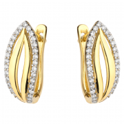 Kolczyki złote listki z białymi kamieniami FUG7-4-K00676-2