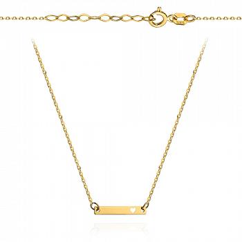 Naszyjnik złoty blaszka z sercem i krzyżyk FUG3-25-N00424-2