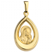 Medalik z żółtego złota Matka Boska z Jezusem FUG5-9-M00007-2