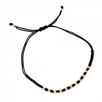 Bransoletka sznurek ze złotymi kuleczkami FUG2-25-B00402-2