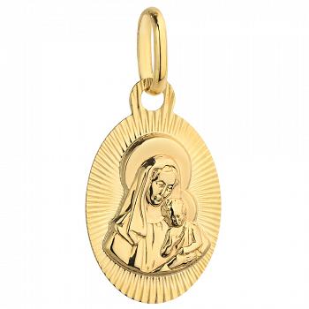 Medalik z żółtego złota Matka Boska z Dzieciątkiem FUG5-15-M00041-2