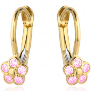 Kolczyki złote kwiatki z różowymi cyrkoniami FUG7-25-K00783-2