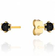 Kolczyki złote z czarną cyrkonią FUG7-25-K01075-2