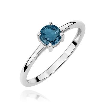 Pierścionek zaręczynowy z białego złota z topazem London Blue 0.50ct