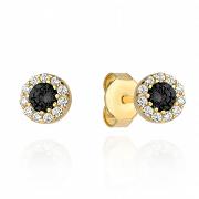 Kolczyki złote z białymi i czarnymi cyrkoniami FUG7-21-K00910-2
