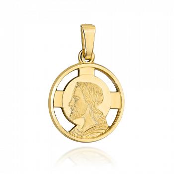 Medalik z żółtego złota wizerunek Pana Jezusa FUG5-9-M00157-2