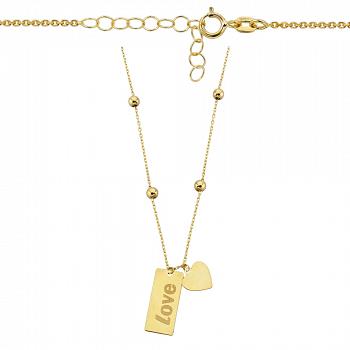 Naszyjnik złoty celebrytka serce, blaszka i gładkie kuleczki FUG3-21-N00333-2
