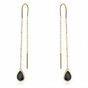 Kolczyki przewlekane złote z czarnym kamieniem FUG7-25-K01198-2