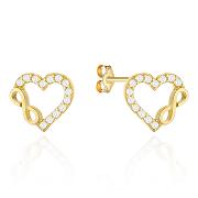 Kolczyki złote serce i nieskończoność z cyrkoniami FUG7-40-K01678-2