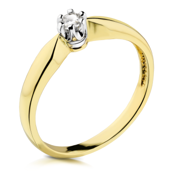 Pierścionek zaręczynowy z dwukolorowego złota z cyrkonią