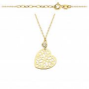 Naszyjnik złoty celebrytka ażurowe serce z kamieniem FUG3-21-CN00262-2