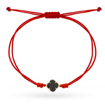 Bransoletka czarna koniczyna na czerwonym sznurku FUG2-B01090-585