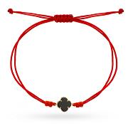 Bransoletka czarna koniczyna na czerwonym sznurku FUG2-B01090-585