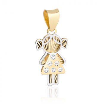 Zawieszka złota dziewczynka z cyrkonią FUG6-4-Z00350-2