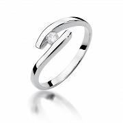 Pierścionek zaręczynowy z białego złota z brylantem 0.09