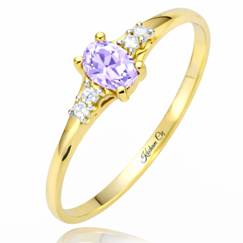 Pierścionek zaręczynowy złoty z lawendową cyrkonią XFP1832L