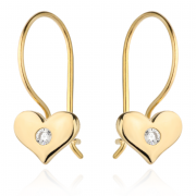 Kolczyki złote serca z białymi cyrkoniami na biglu FUG7-4-K00957-2