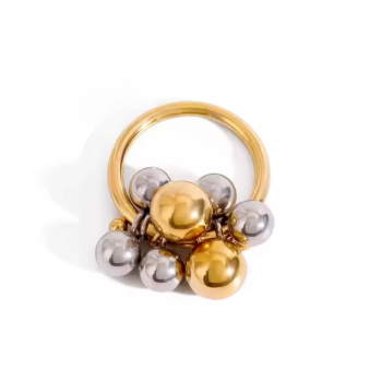 Pierścionek dwukolorowy z kuleczkami FUGJDRW2411001-PS