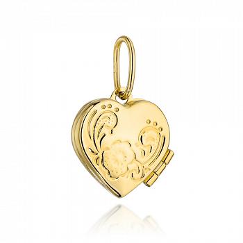 Zawieszka złota puzderko serce z kwiatami FUG6-17-Z00463-2