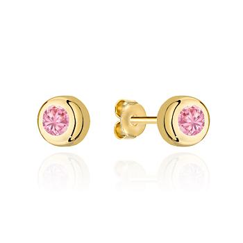 Kolczyki złote okrągłe z różowymi cyrkoniami małe FUG7-4-K00653-2