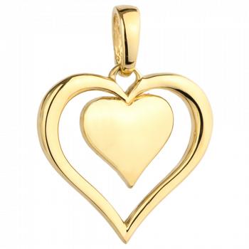Zawieszka złota serce z serduszkiem w środku FUG6-25-Z00223-2