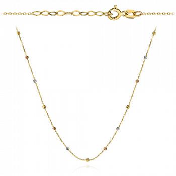 Naszyjnik złoty celebrytka diamentowane kuleczki w trzech kolorach złota FUG3-21-N00519-2