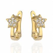 Kolczyki złote gwiazdki z cyrkoniami na angielskim zapięciu FUG7-3-K00744-2