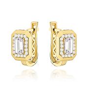 Kolczyki złote z kwadratowym kamieniem i cyrkoniami FUG7-17-K01666-2