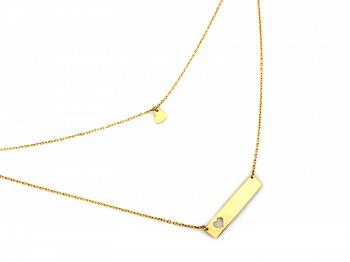 Naszyjnik złoty serca z blaszką FUGNA2535