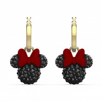 Kolczyki SWAROVSKI • Minnie Hoop Pierced Earrings, Black, Gold-tone plated 5566692