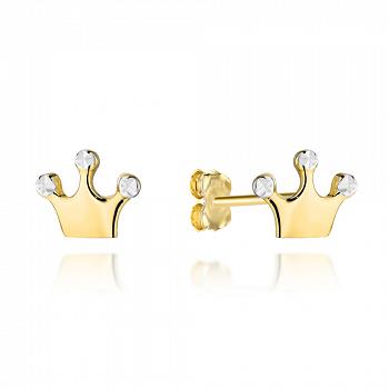 Kolczyki złote korony z białymi cyrkoniami FUG7-17-K01218-2