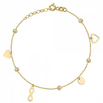 Bransoletka złota nieskończoność, serce, kółka i kulki FUG2-21-B00621-2