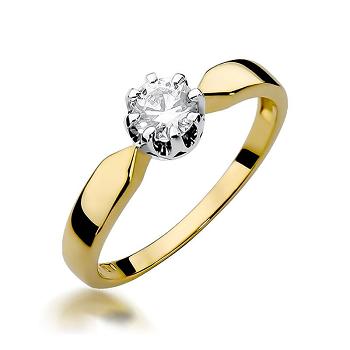 Pierścionek zaręczynowy z żółtego złota z brylantem 0.50ct