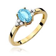 Pierścionek zaręczynowy z brylantami i topazem 0.05ct