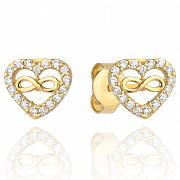 Kolczyki złote serce i nieskończoność z cyrkoniami FUG7-25-K00711-2