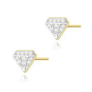 Kolczyki z żółtego złota w kształcie diamentów z brylantami FKO504-585-B0.10