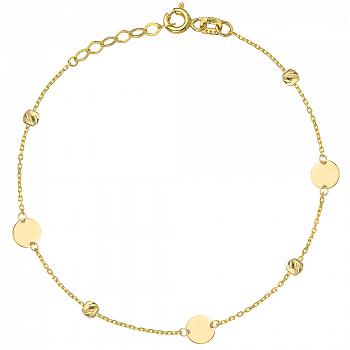 Bransoletka złota kółka i diamentowane kulki FUG2-21-B00611-2