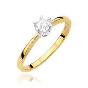 Pierścionek zaręczynowy z żółtego złota z brylantem 0.20ct