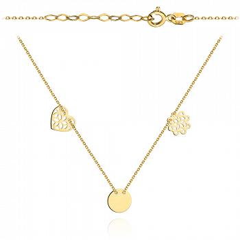 Naszyjnik złoty celebrytka serce, koło, koniczyna FUG3-4-CN00241-2