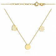 Naszyjnik złoty celebrytka serce, koło, koniczyna FUG3-4-CN00241-2