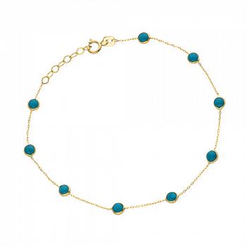 Bransoletka złota turkusowe kulki FUG2-4-B00475-2