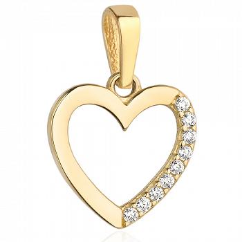 Zawieszka serce z żółtego złota z cyrkoniami FUG6-25-Z00367-2 