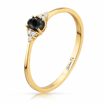 Pierścionek zaręczynowy złoty z czarną cyrkonią XFP2052CZ