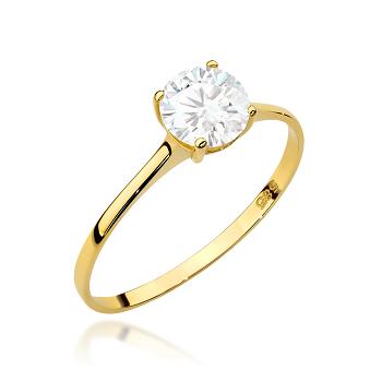 Pierścionek zaręczynowy złoty z cyrkonią klasyczny